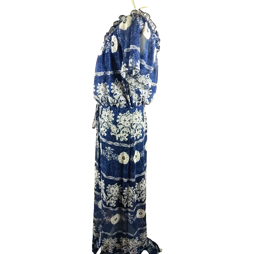 Frank Lyman Women's Sun Dress Size 8 Blue White Over Lay Maxi Dress - Picture 3 of 8